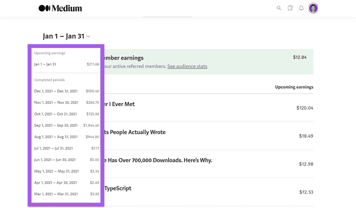 Medium Partner Earnings