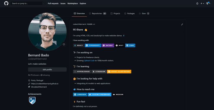 Github profile aftermakeover