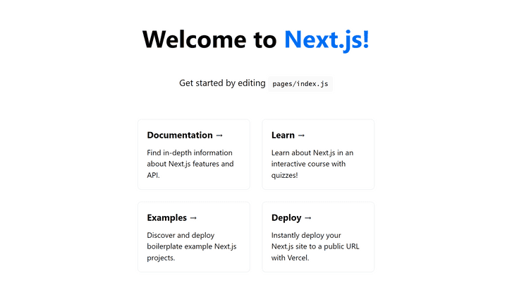 Next JS default page example